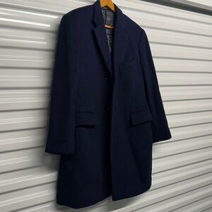 'MADE FOR YOU'-Very Nice Navy Wool/Cashmere Car Coat W/Quilted Lining & 5Pockets